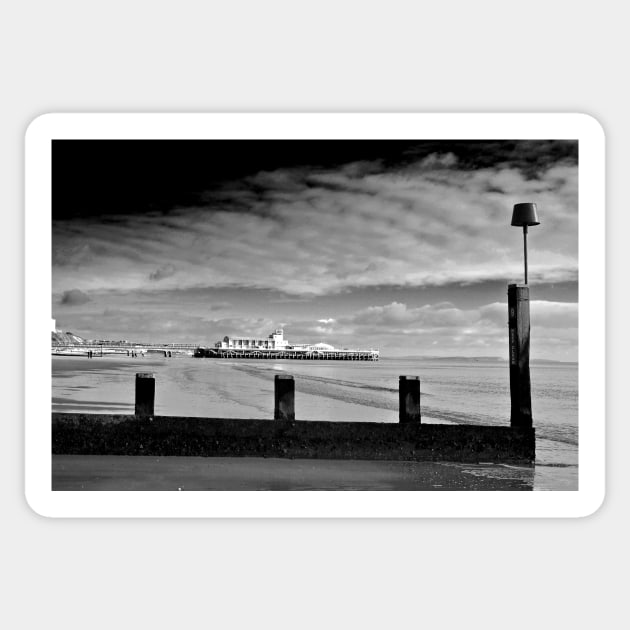 Bournemouth Pier And Beach Dorset England Sticker by AndyEvansPhotos